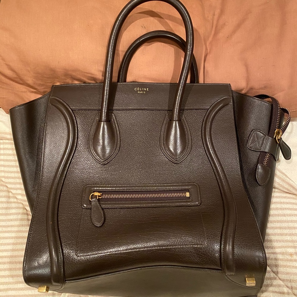 CELINE MINI LUGGAGE HANDBAG IN DRUMMED CALFSKIN